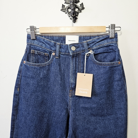 NWT Reformation Jax Straight Jeans Size 26 Medium Wash High Rise - Picture 4 of 7